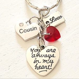 Personalized ♥️ Cousin Silver Charm Keychain Gift